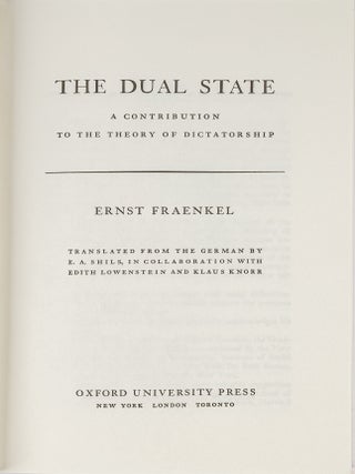 The Dual State. A Contribution to the Theory of Dictatorship.