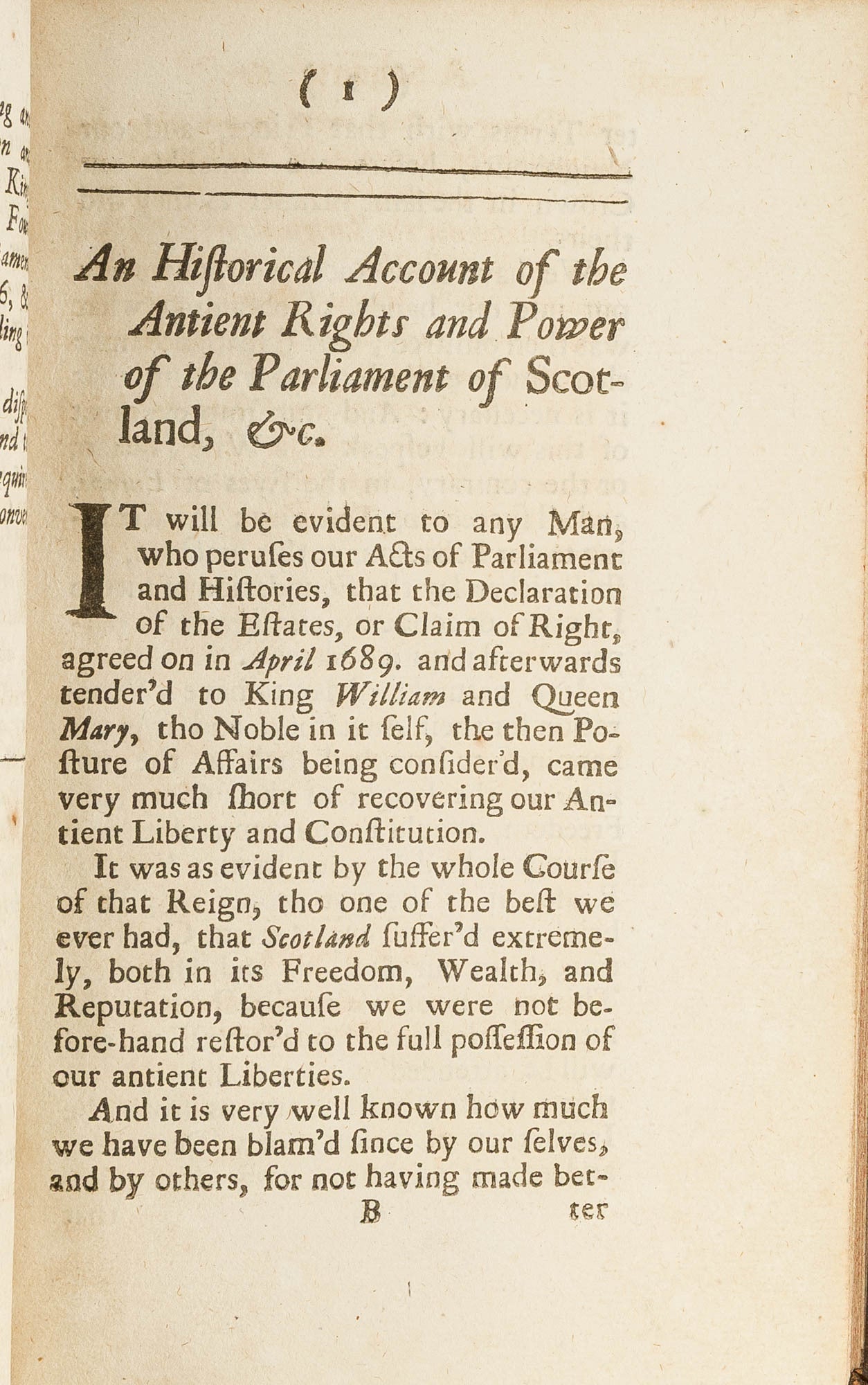 An Historical Account of the Antient Rights and Power of Parliament ...
