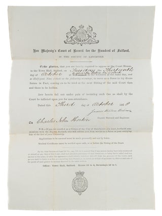 Documents Concerning the Salford Hundred Court, 1838-1868, 12 items.