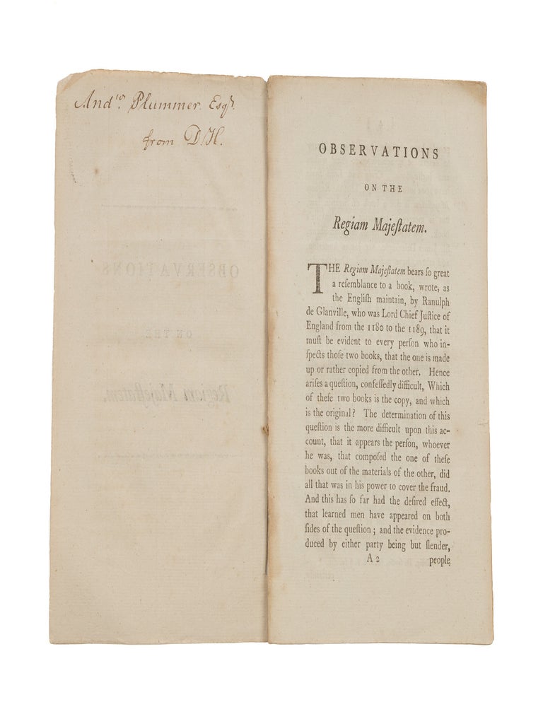 Item #86780 Observations on the Regiam Majestatem. John Davidson.
