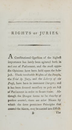 The Rights of Juries Defended, Together with Authorities of Law...