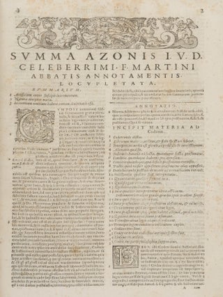 Summa Azonis, Locuples Iuris Civilis Thesaurus... 2 parts in 1 vol.