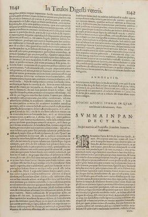 Summa Azonis, Locuples Iuris Civilis Thesaurus... 2 parts in 1 vol.