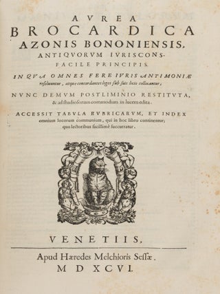 Summa Azonis, Locuples Iuris Civilis Thesaurus... 2 parts in 1 vol.