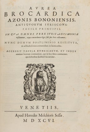 Summa Azonis, Locuples Iuris Civilis Thesaurus... 2 parts in 1 vol.
