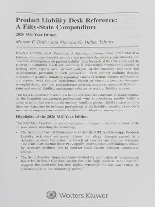 Product Liability Desk Reference: A Fifty-State Compendium. 2026 Ed.