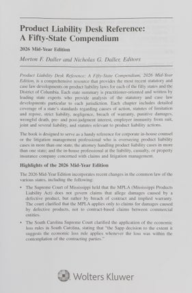 Product Liability Desk Reference: A Fifty-State Compendium. 2026 Ed.