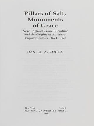 Pillars of Salt, Monuments of Grace: New England Crime Literature...