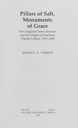 Pillars of Salt, Monuments of Grace: New England Crime Literature...