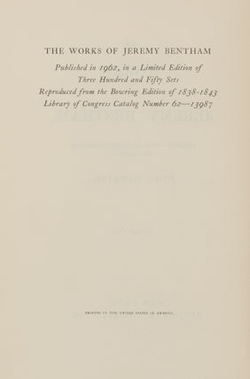 The Works of Jeremy Bentham, 11 volumes, Complete Set.