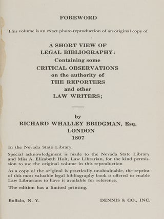 A Short View of Legal Bibliography, Containing Some Critical...