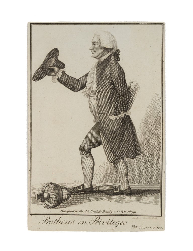 Item #87201 Protheus on Privileges, 6-1/4" x 3-3/4" line engraving, London, 1791. Hannibal Scratch, John Nixon.