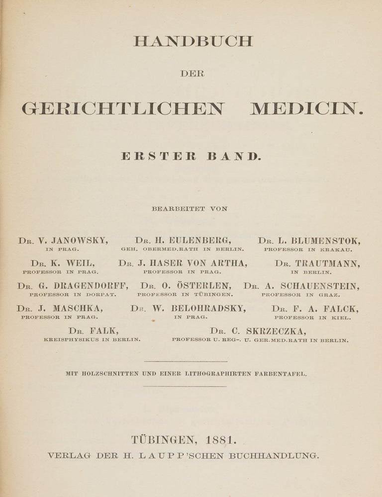 Item #87207 Handbuch der Gerichtlichen Medicin. Josef Maschka.