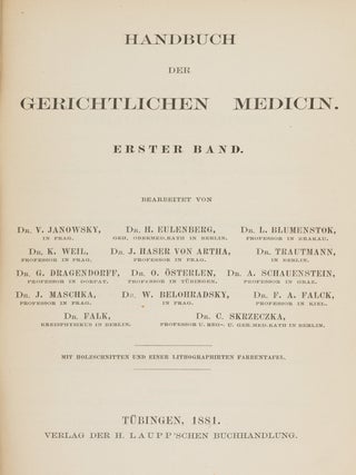 Item #87207 Handbuch der Gerichtlichen Medicin. Josef Maschka