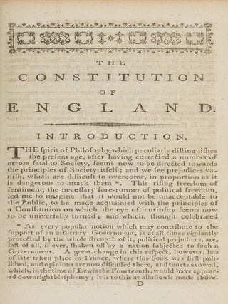 The Constitution of England; Or, An Account of the English Government.