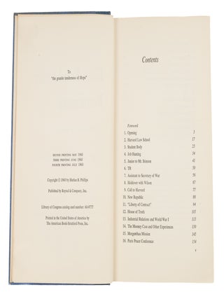 Felix Frankfurter Reminisces, Signed Presentation Copy.