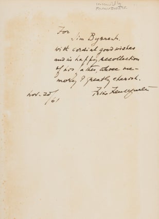 Felix Frankfurter Reminisces, Signed Presentation Copy.