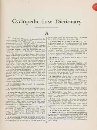 The Cyclopedic Law Dictionary Defining Terms and Phrases of American..