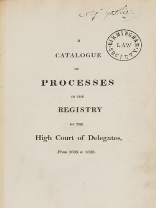 Item #87302 A Catalogue of Processes in the Registry of the High Court of. Great Britain. High...