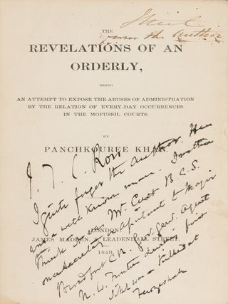 Item #87303 The Revelations of an Orderly: Being an Attempt to Expose the Abuses. Panchkouree...
