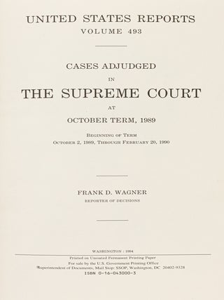 United States Reports. Vols. 485, 486, 487, 488, 493, 5 books.