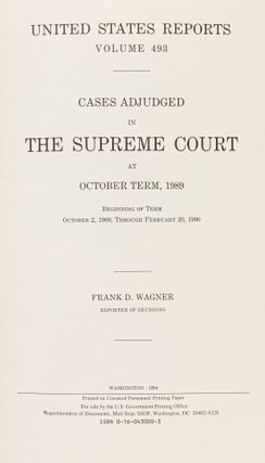 United States Reports. Vols. 485, 486, 487, 488, 493, 5 books.